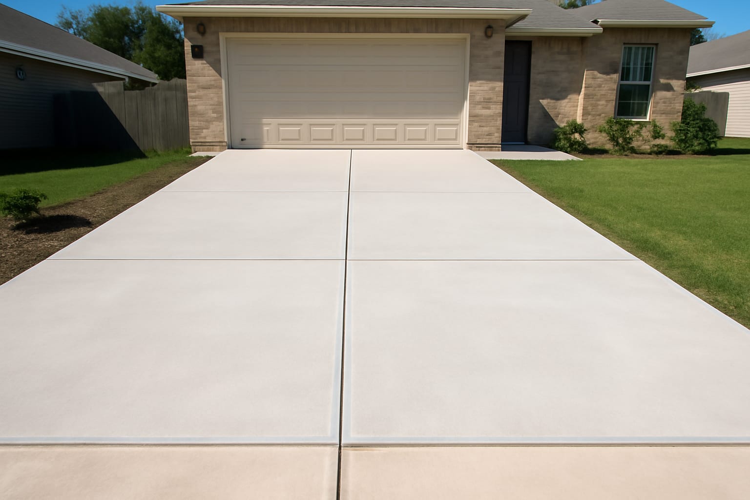 A new concrete driveway poured in a Laredo neighborhood